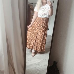 🎉SALE🎉 Smocked Floral Maxi Skirt {RUST}